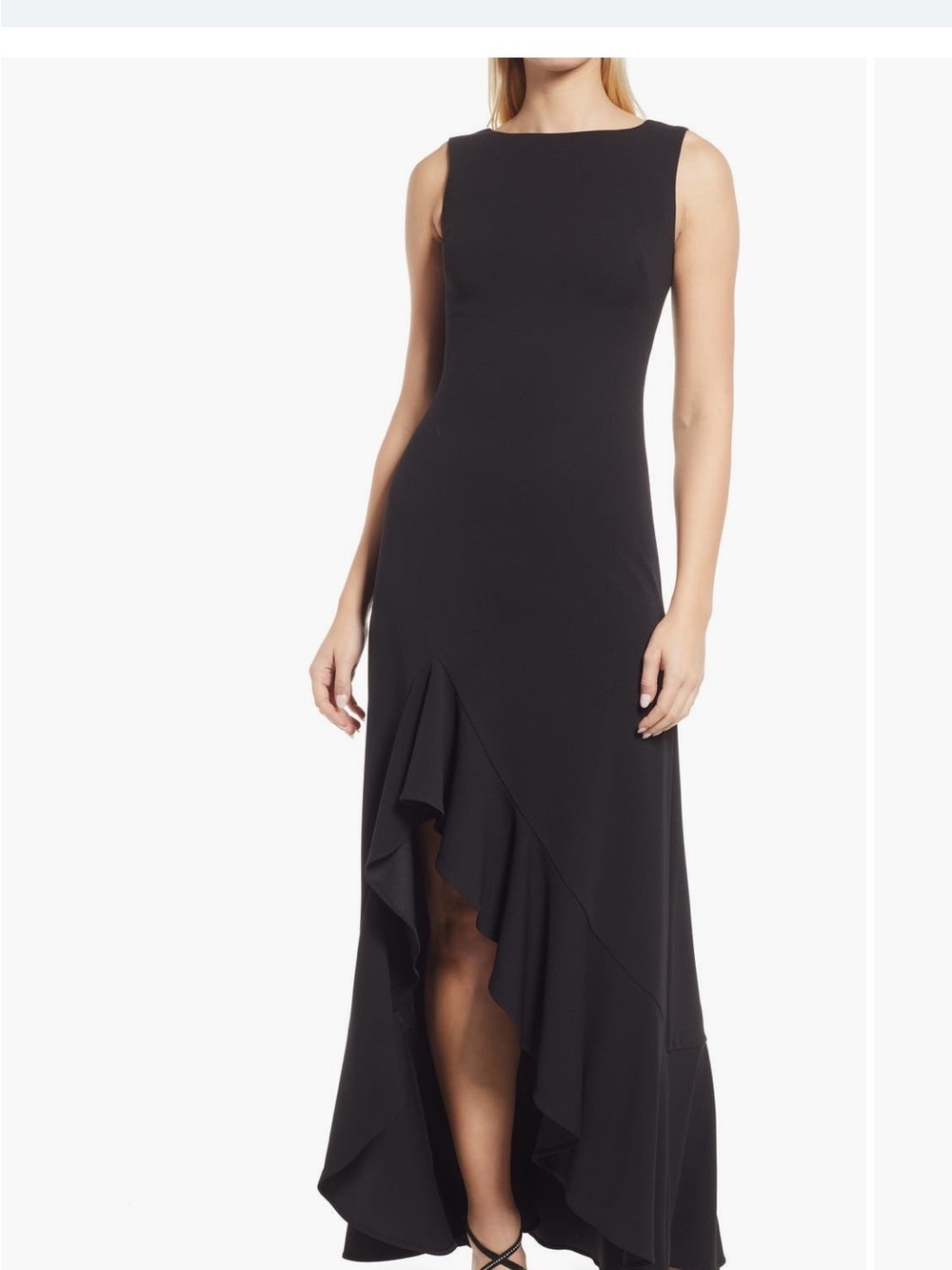 Vince Camuto Black Sleeveless Ruffle front Dress Size 12 worn once